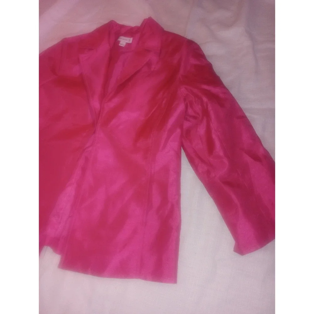 Susan Graver Hot Pink Metallic Small Blazer Clasp Close Polyester - Picture 2 of 7